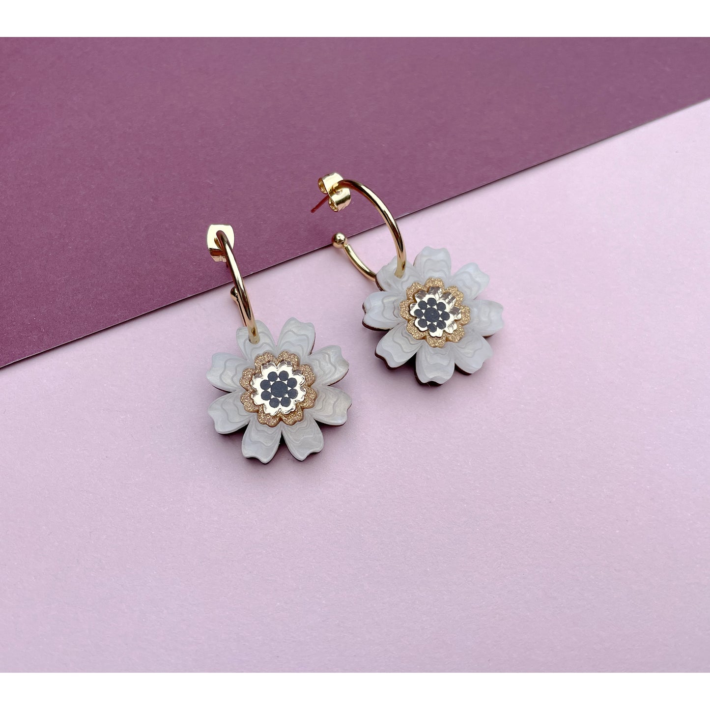 Agnes Daisy Floral Hoop Earrings