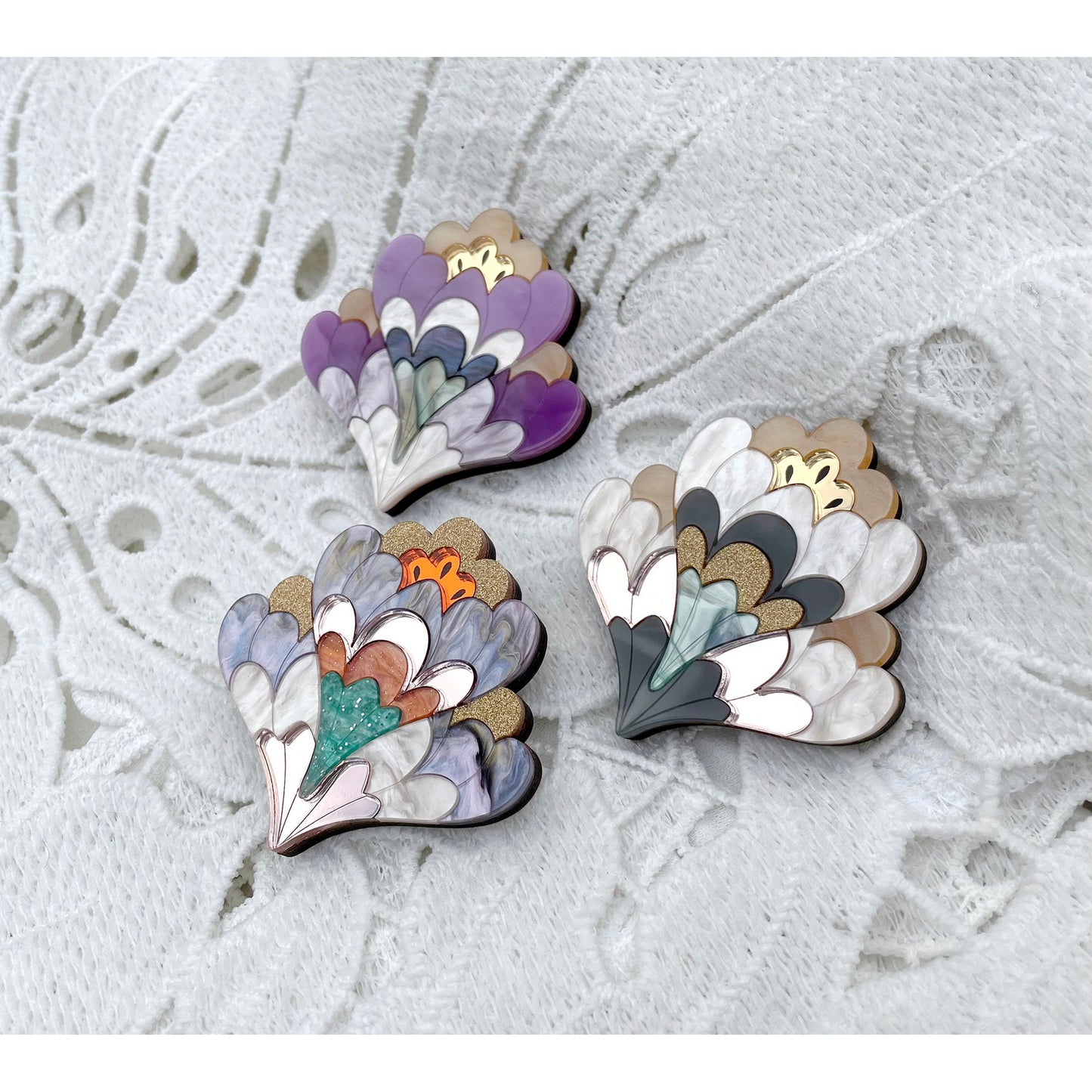 Crocus Flower Brooch in Pearl