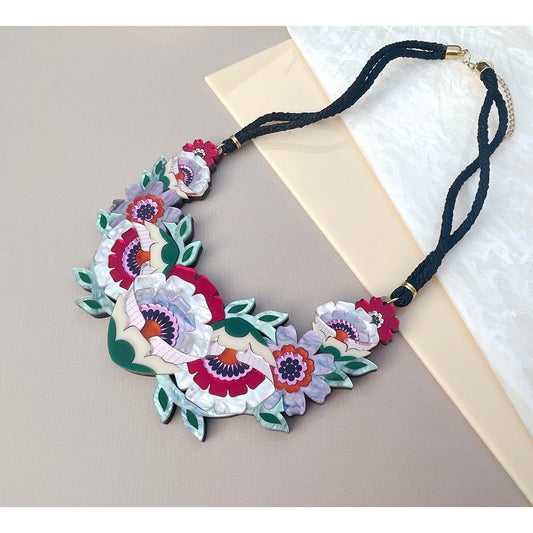 Isobel Floral Statement Necklace in Sunset