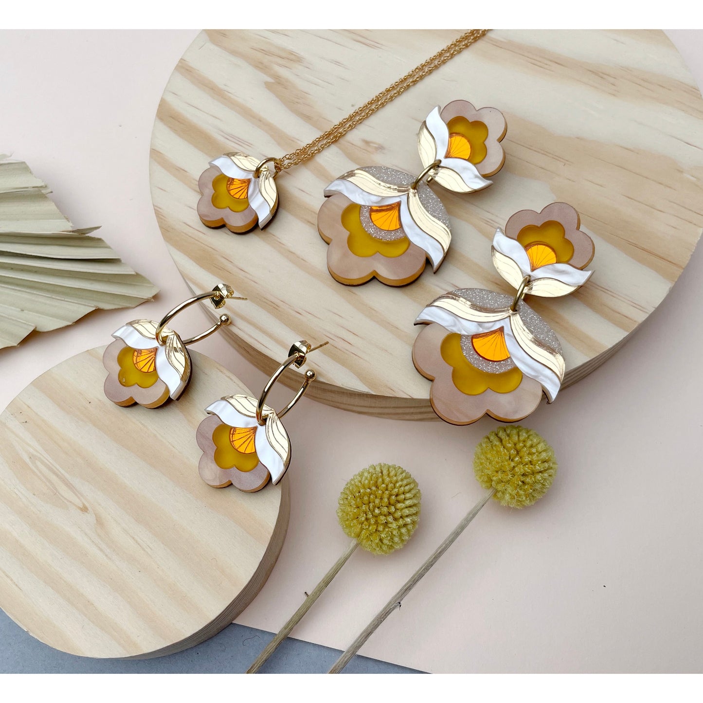 Anna Floral Statement Earrings in Sunshine