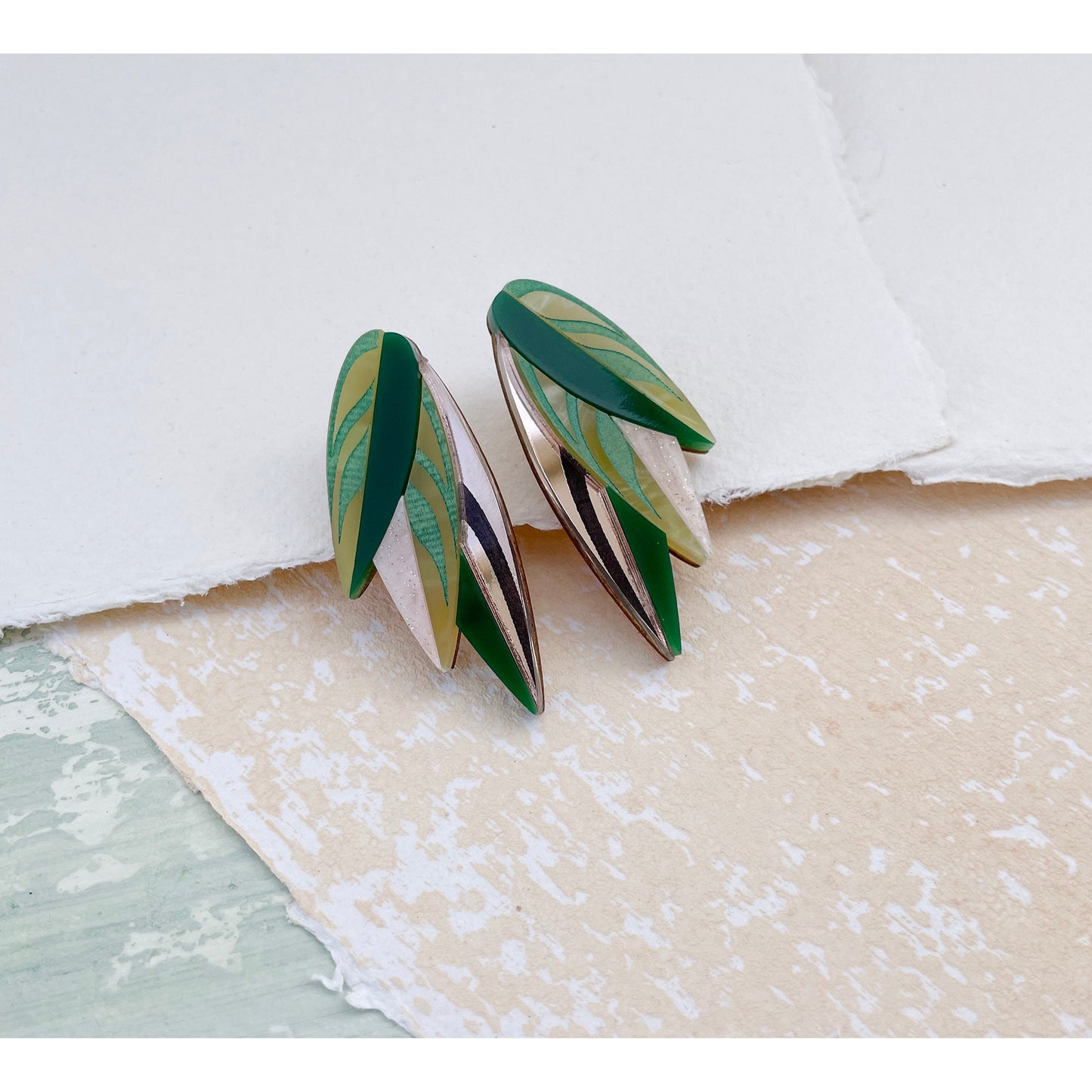 Calathea Leaf Statement Stud Earrings