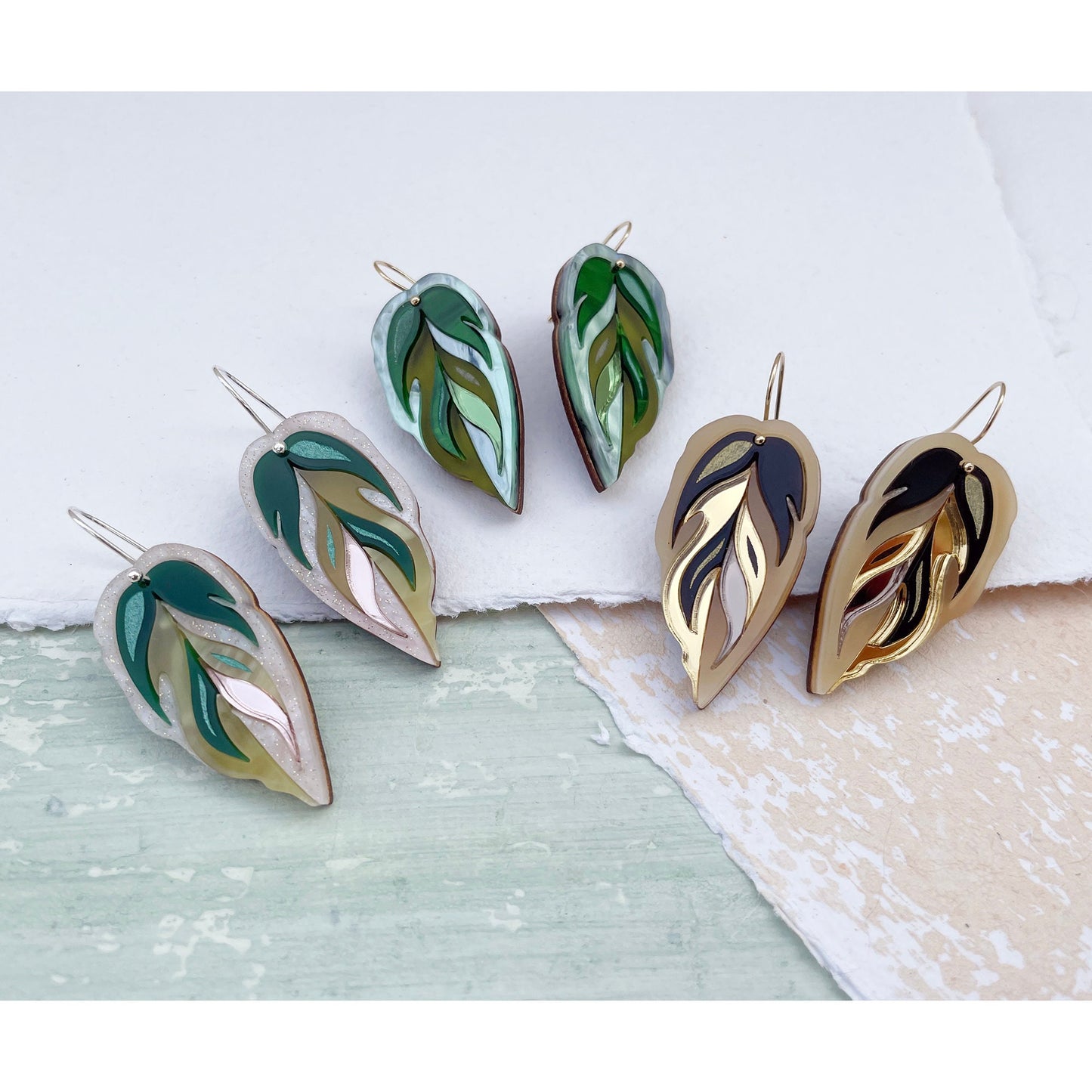 Calathea Leaf Drop Earrings