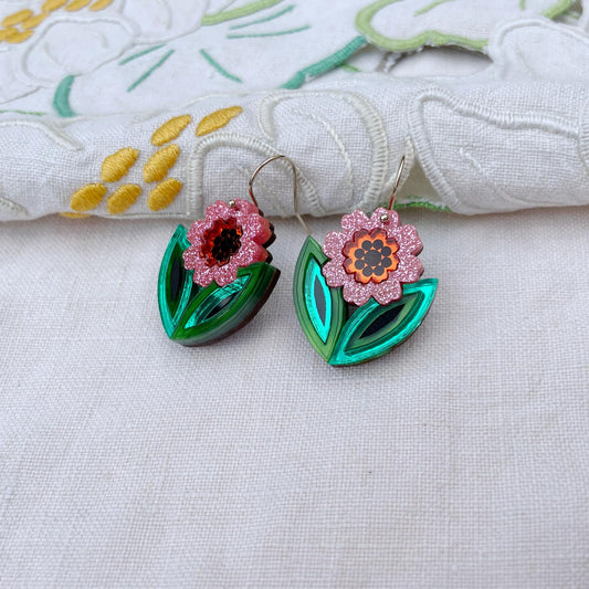 Agnes Leafy Floral Drop Earrings