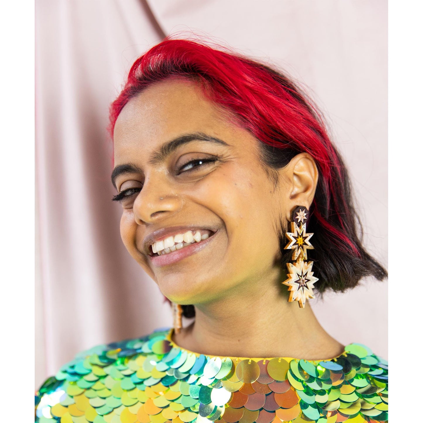Seren Celestial Triple Star Earrings in Butterscotch