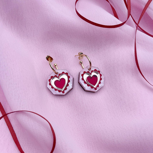 Seren Geo Heart Hoop Earrings