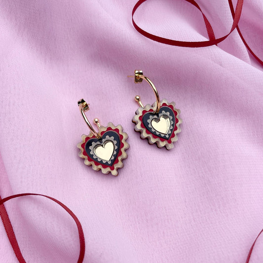 Wiggle Heart Hoop Earrings