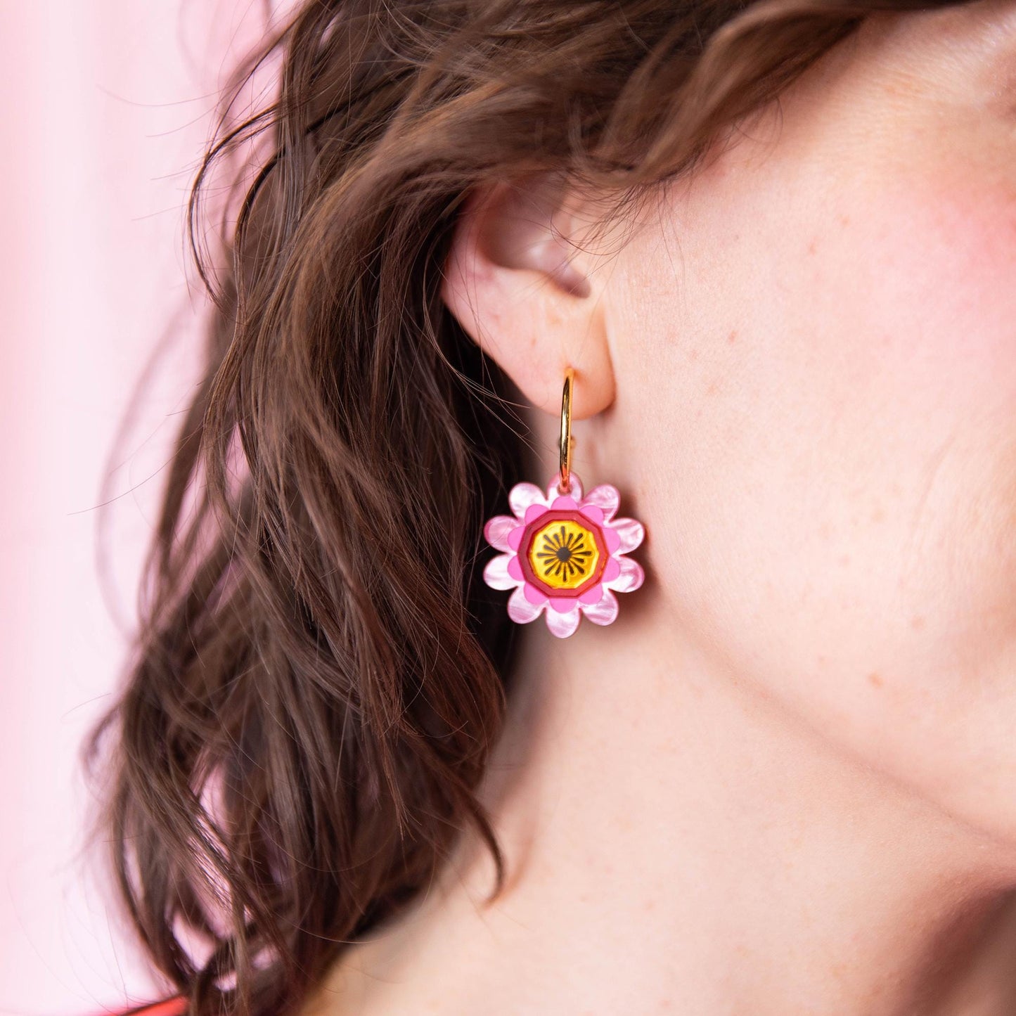 Margot Daisy Floral Hoop Earrings