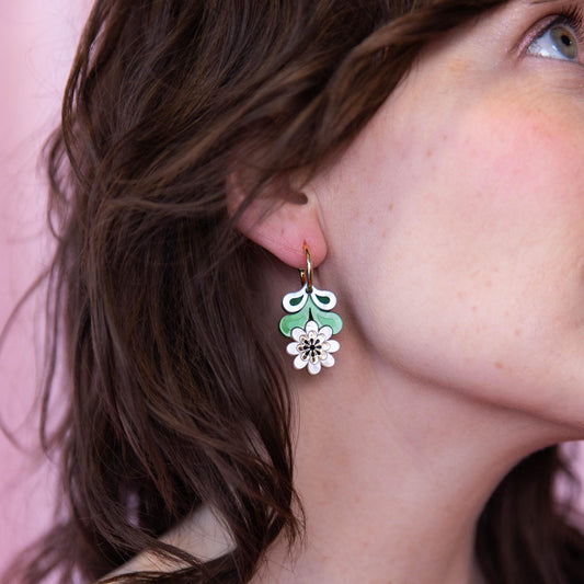 Leafy Floral Hoop Earrings