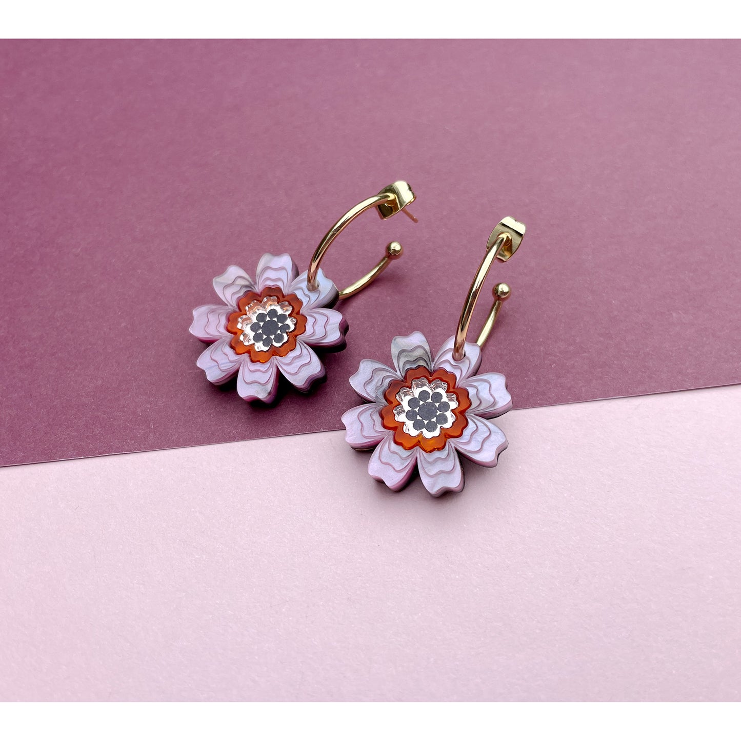 Agnes Daisy Floral Hoop Earrings