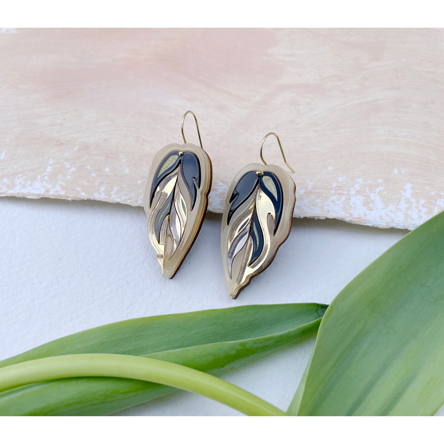 Calathea Leaf Drop Earrings