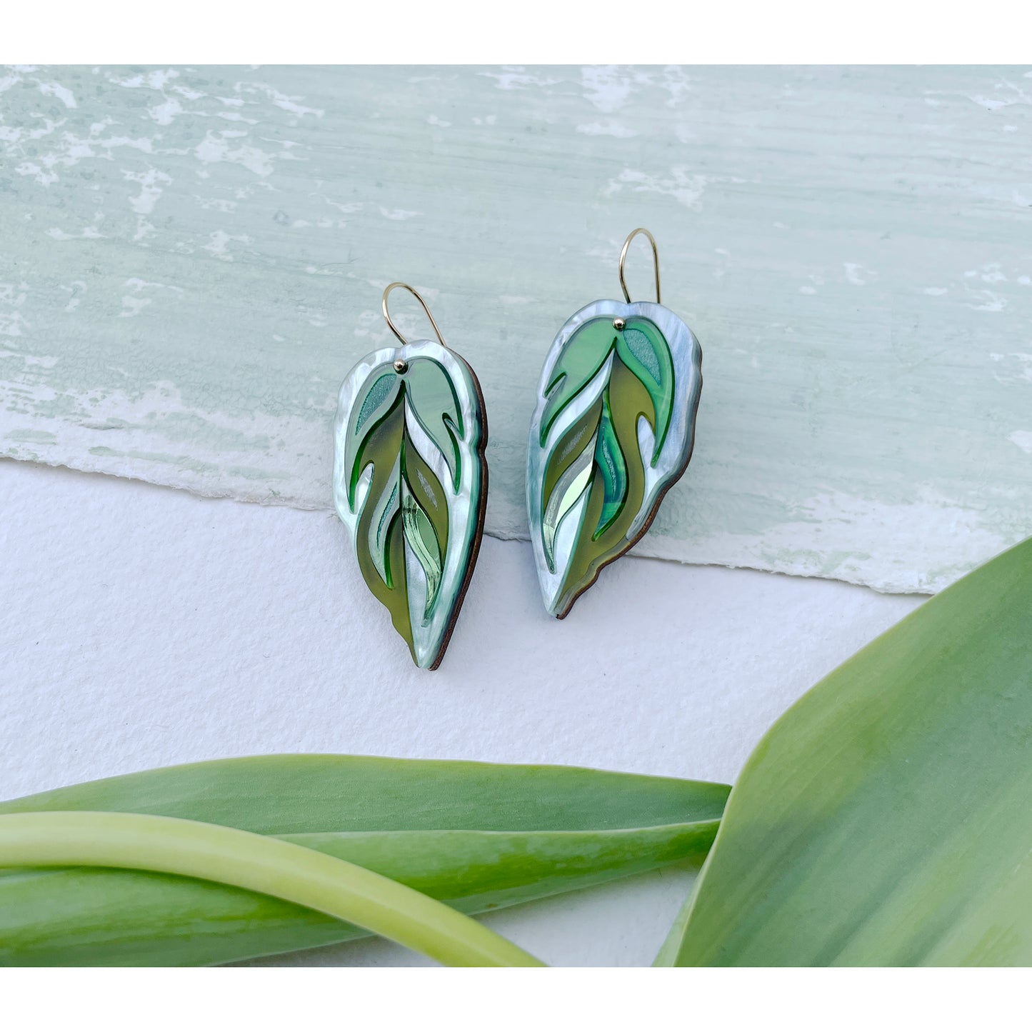 Calathea Leaf Drop Earrings