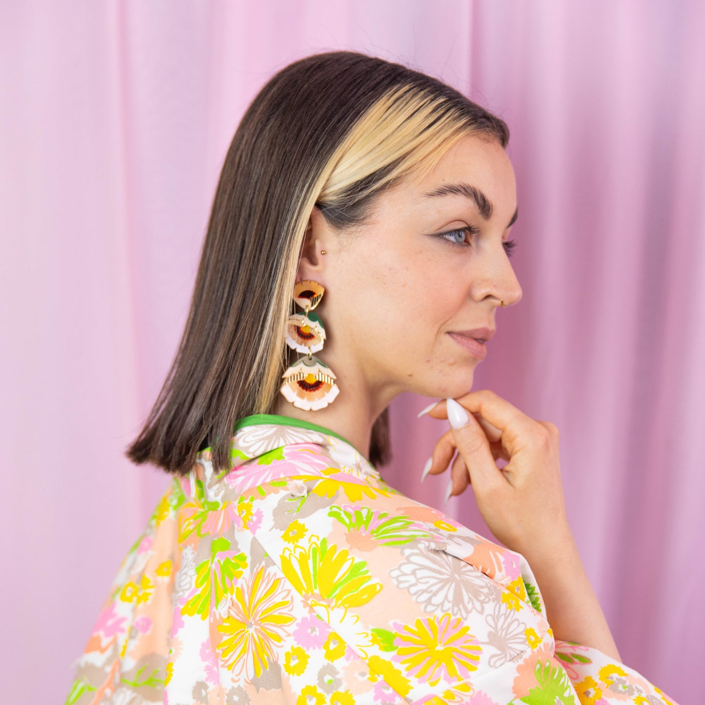 Isobel Triple Drop Statement Earrings in Sunset