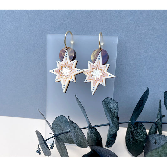 Star Deco Statement Hoop Earrings - Gold