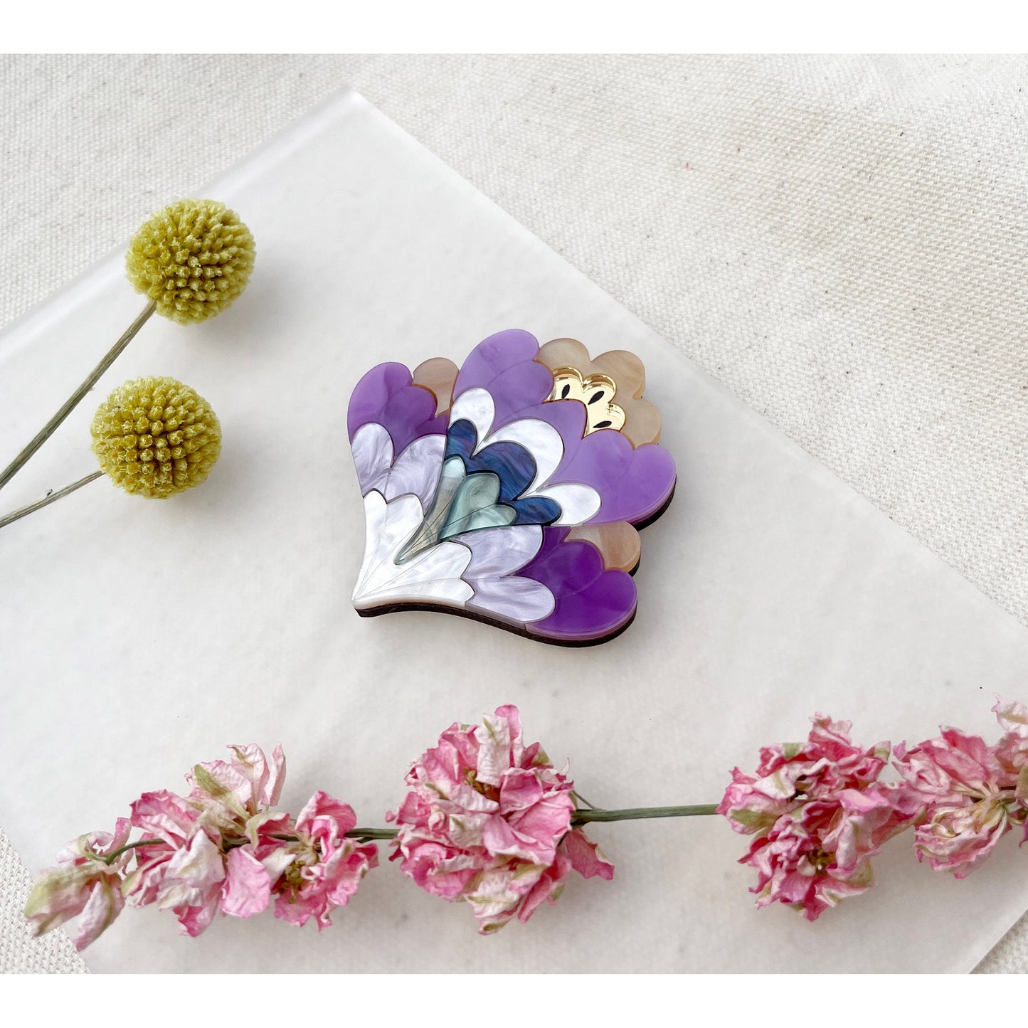 Crocus Flower Brooch in Purple