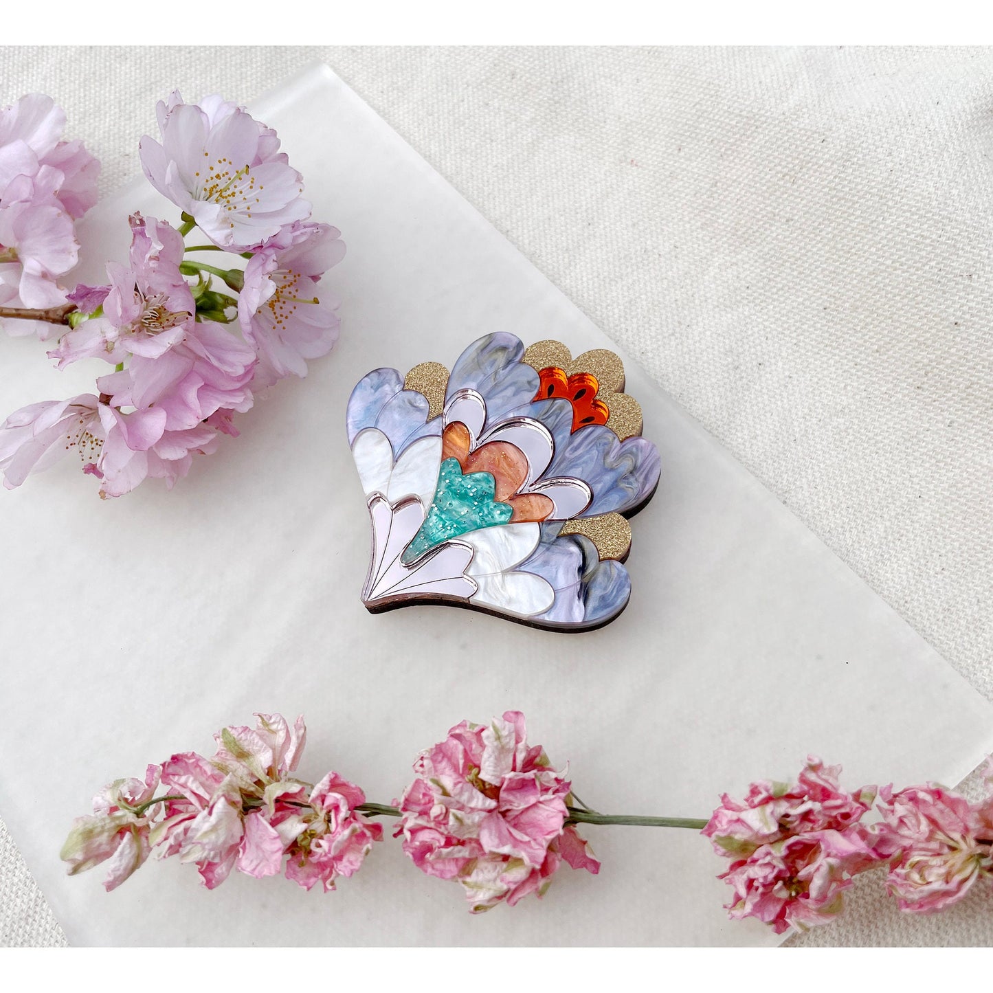 Crocus Flower Brooch in Rose