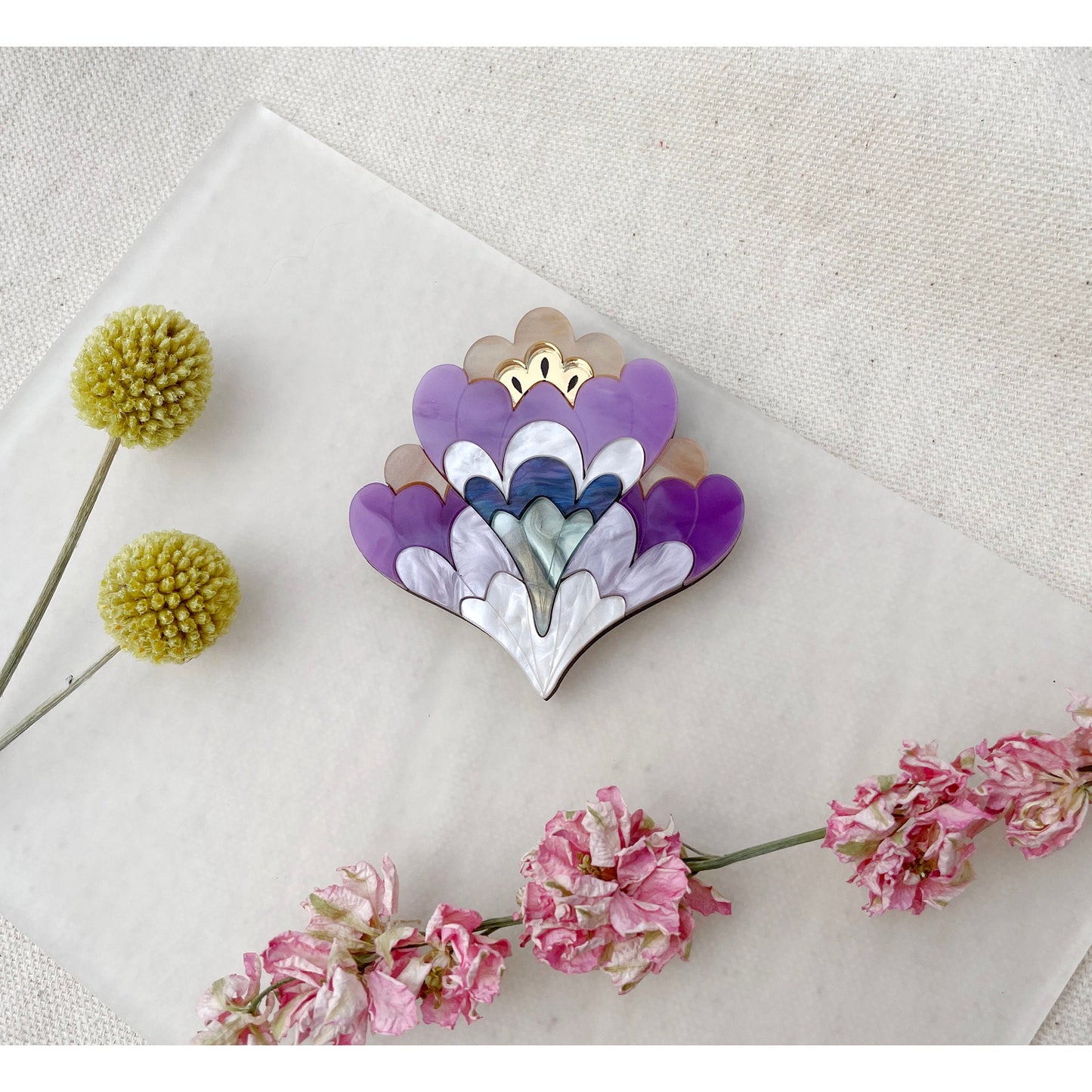 Crocus Flower Brooch in Purple