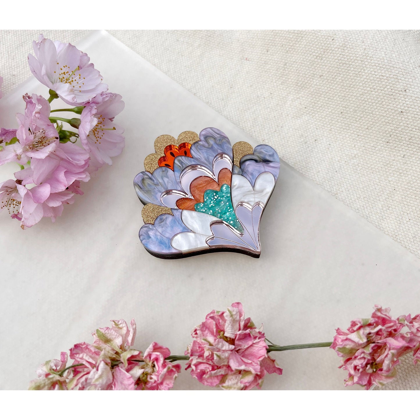 Crocus Flower Brooch in Rose