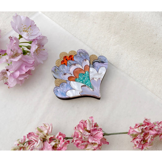 Crocus Flower Brooch in Rose
