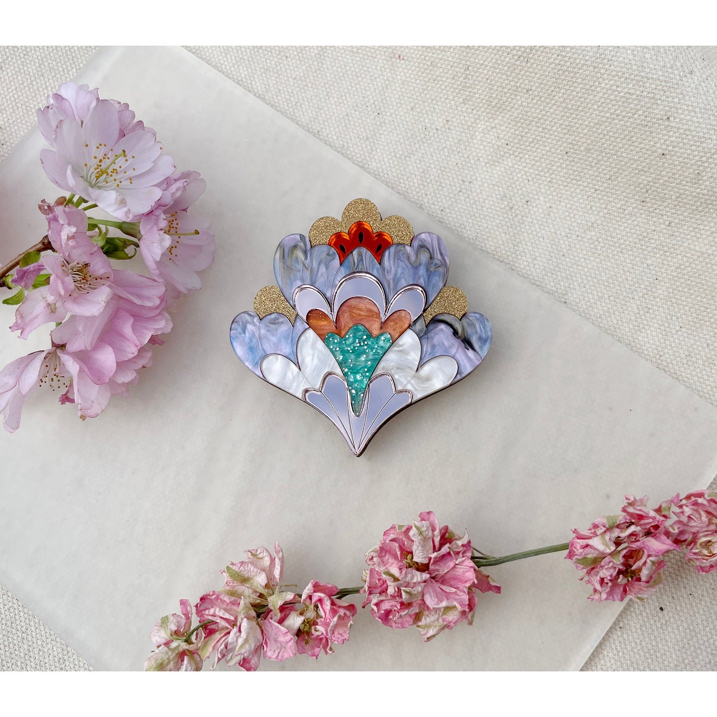 Crocus Flower Brooch in Rose