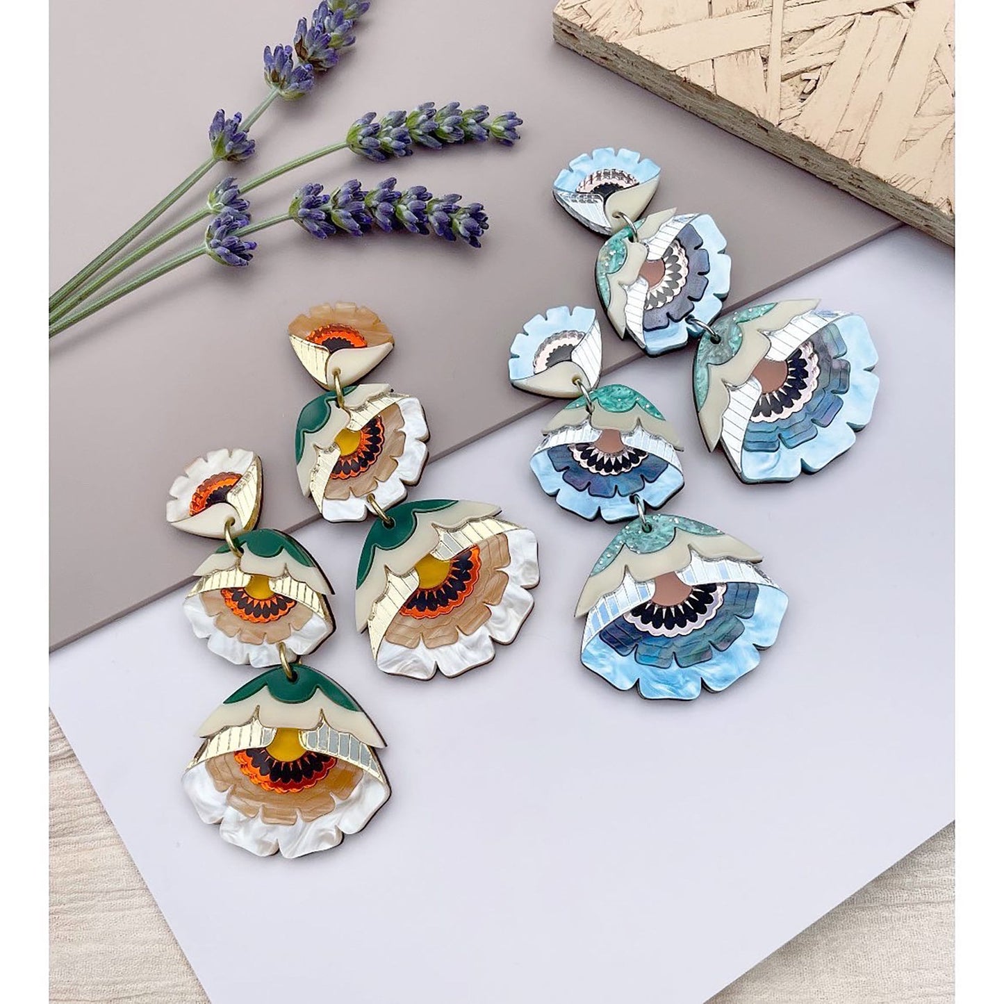 Isobel Floral Statement Earrings in Cornflower