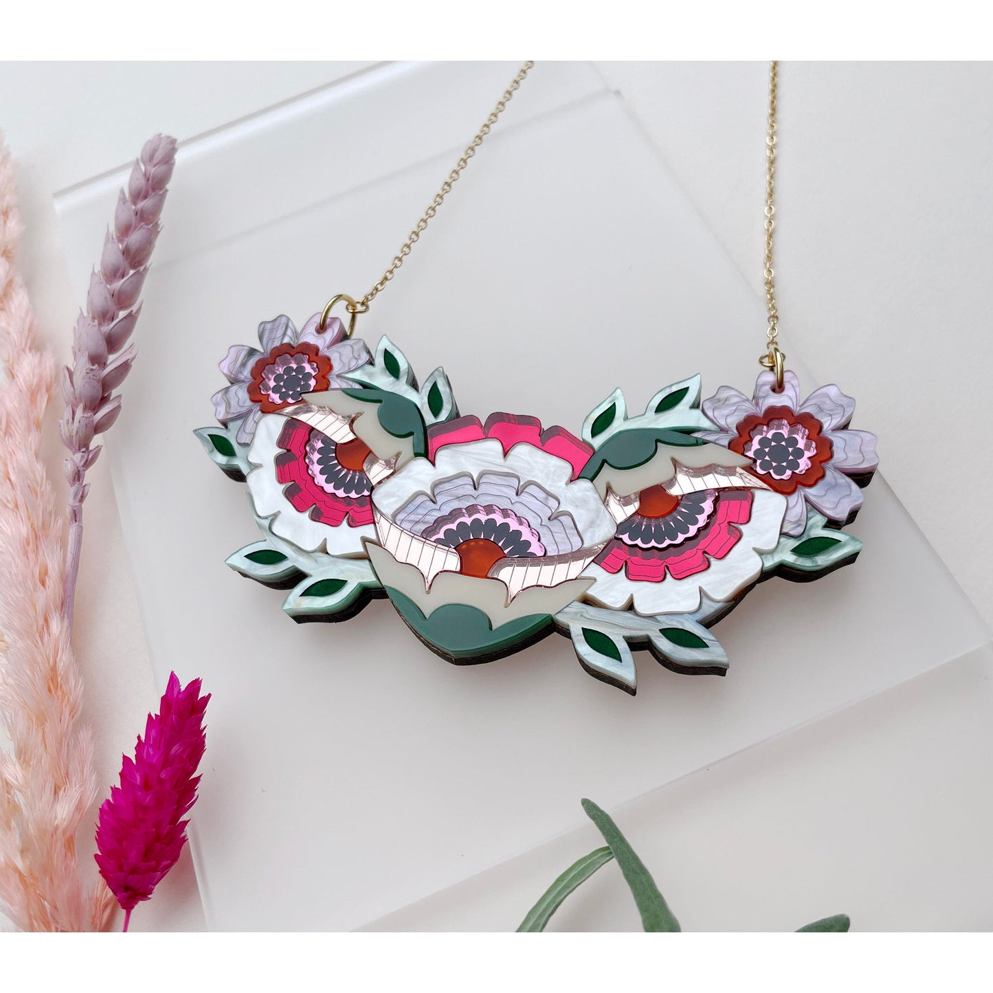 Isobel Floral Bib Necklace in Sunset