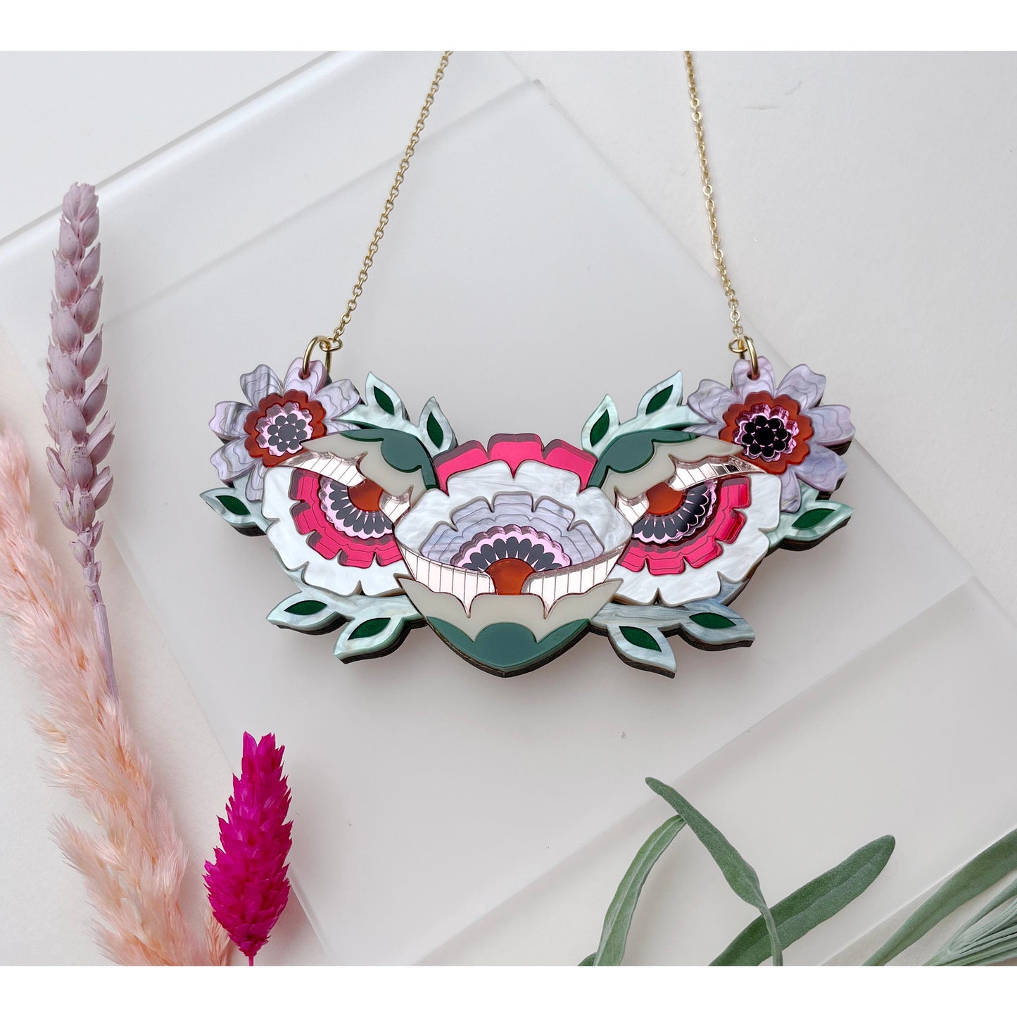 Isobel Floral Bib Necklace in Sunset