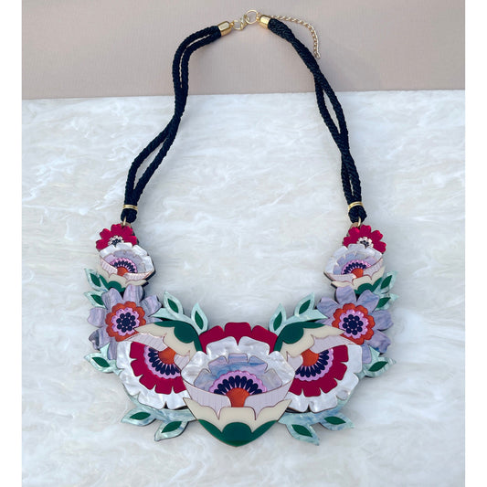 Isobel Floral Statement Necklace in Sunset