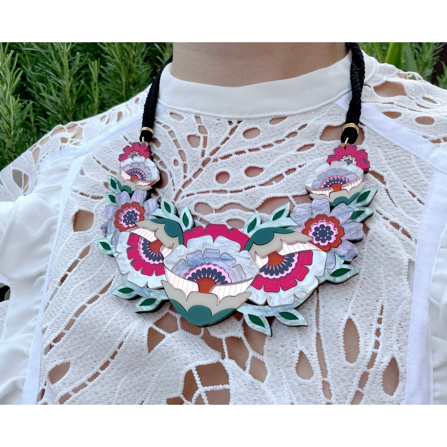 Isobel Floral Statement Necklace in Sunset
