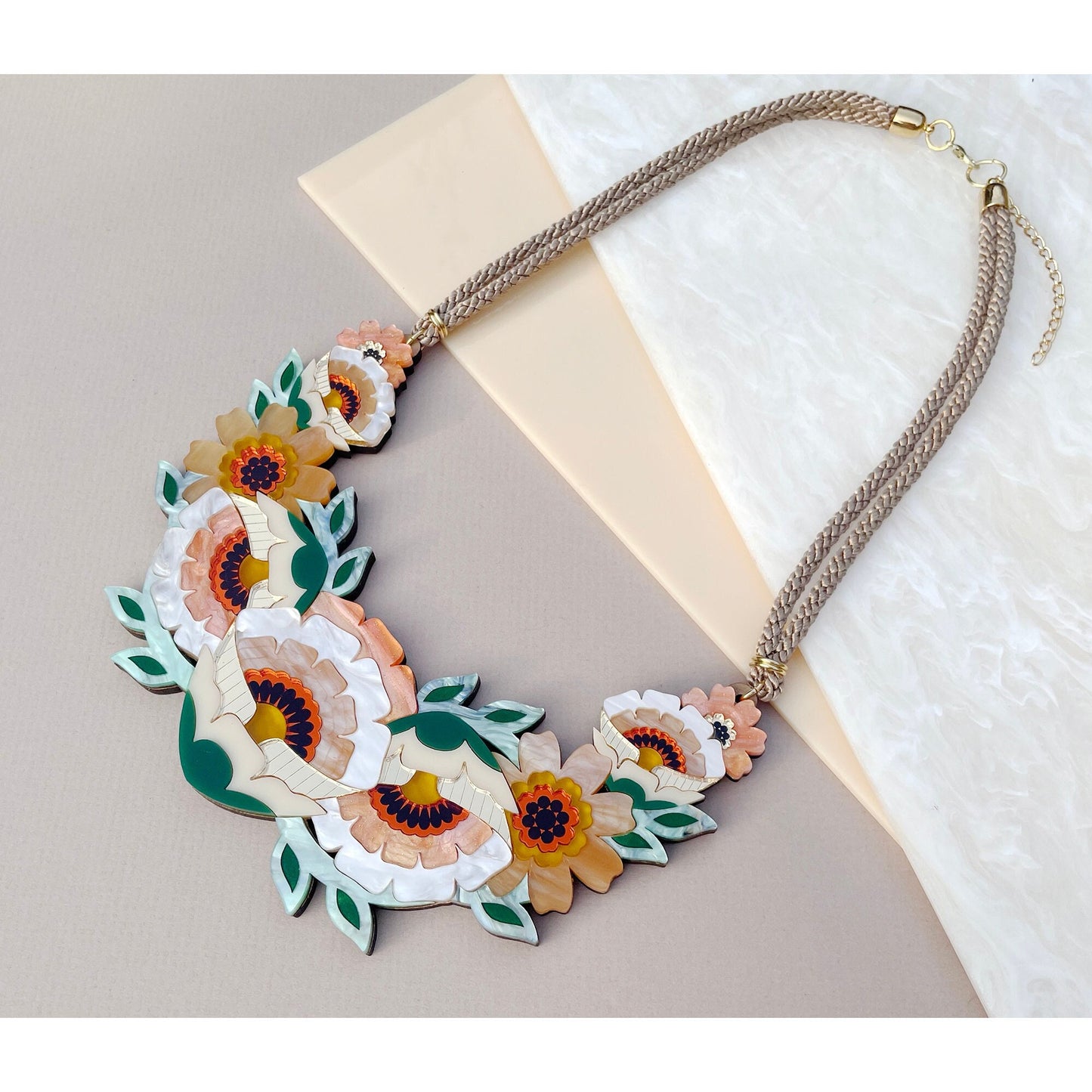 Isobel Floral Statement Necklace in Caramel