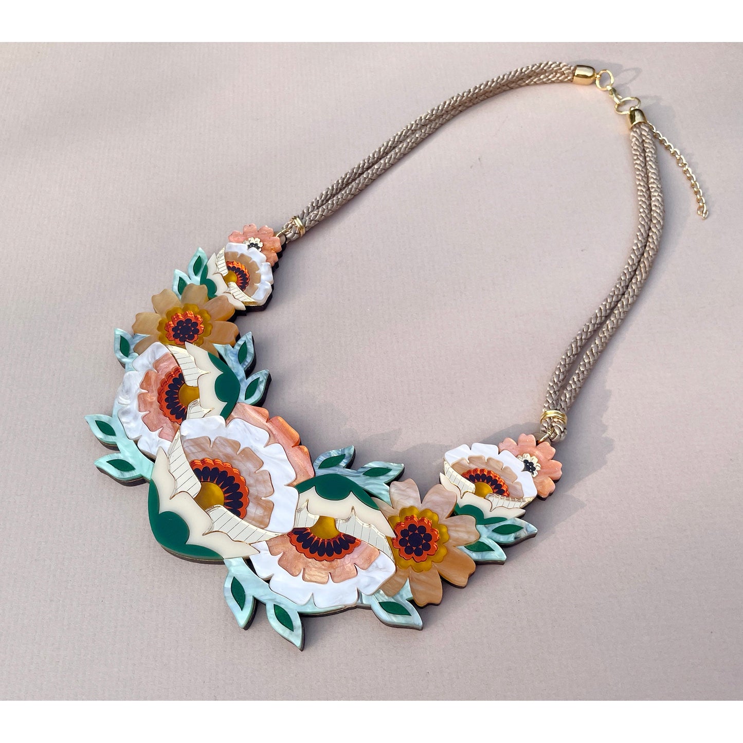 Isobel Floral Statement Necklace in Caramel