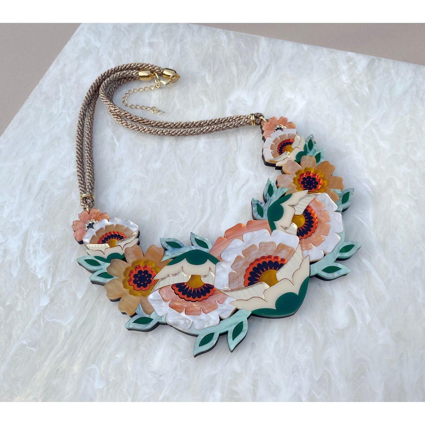 Isobel Floral Statement Necklace in Caramel