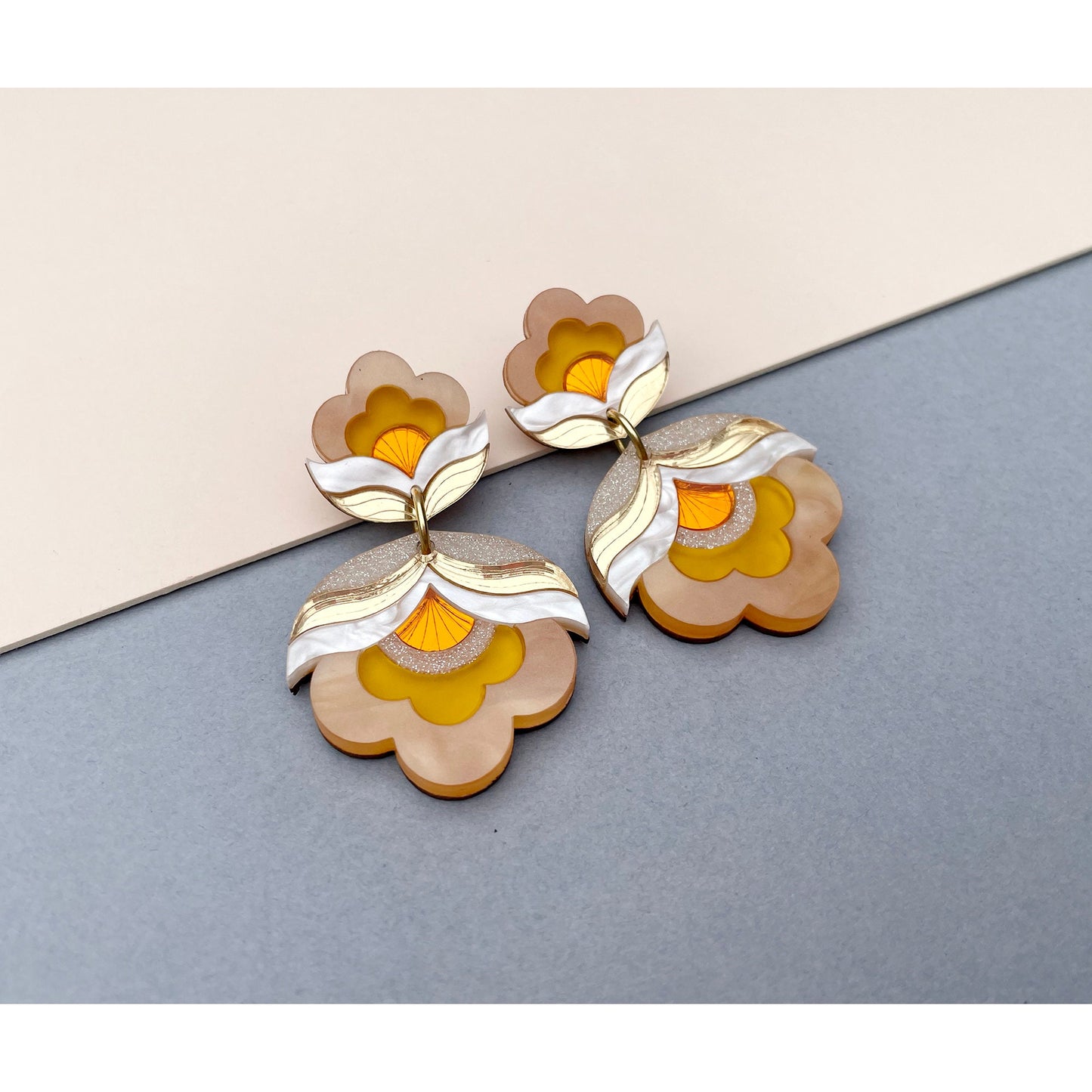 Anna Floral Statement Earrings in Sunshine