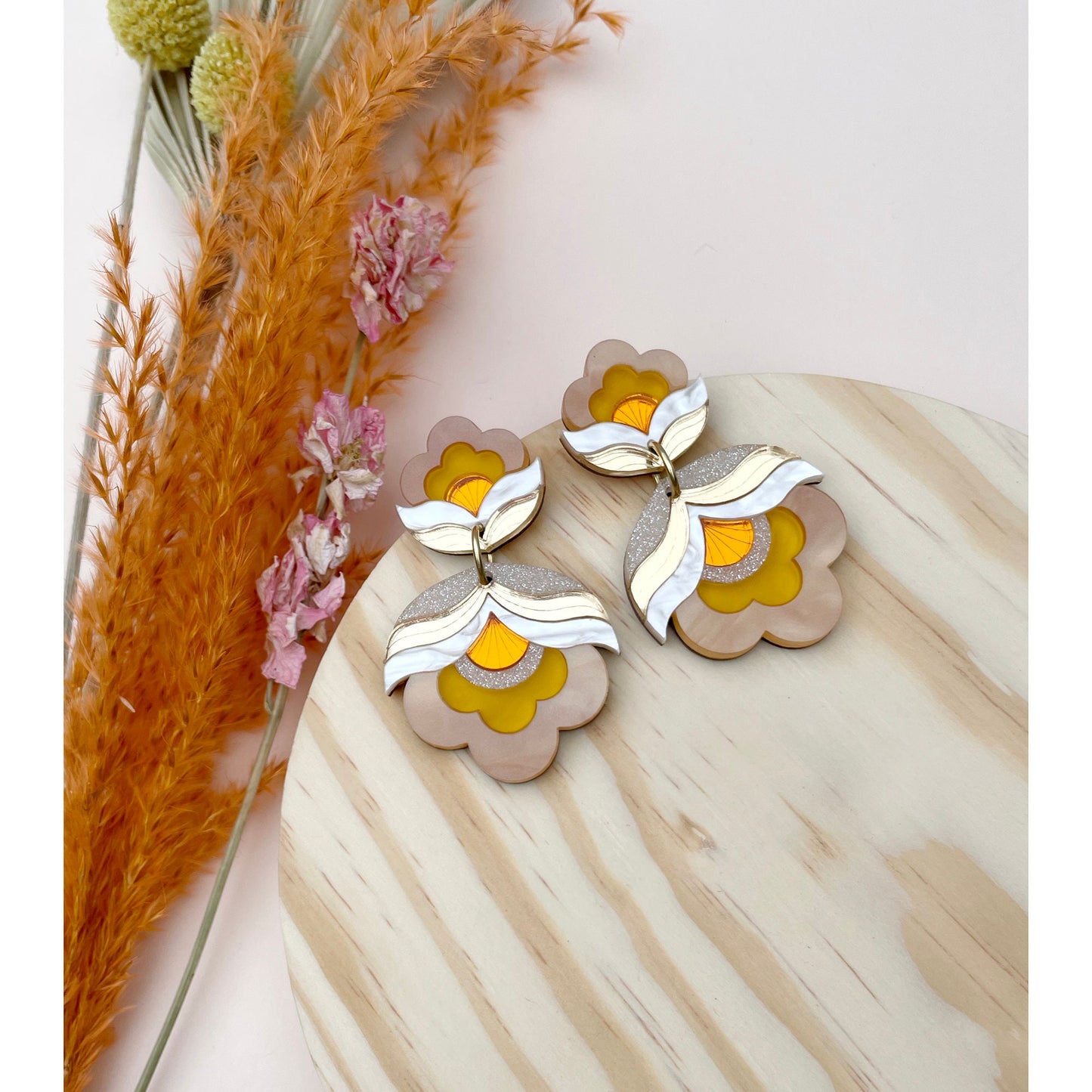 Anna Floral Statement Earrings in Sunshine