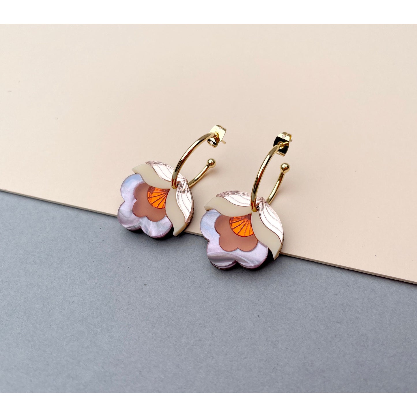 Anna Hoop Earrings in Pink Sky