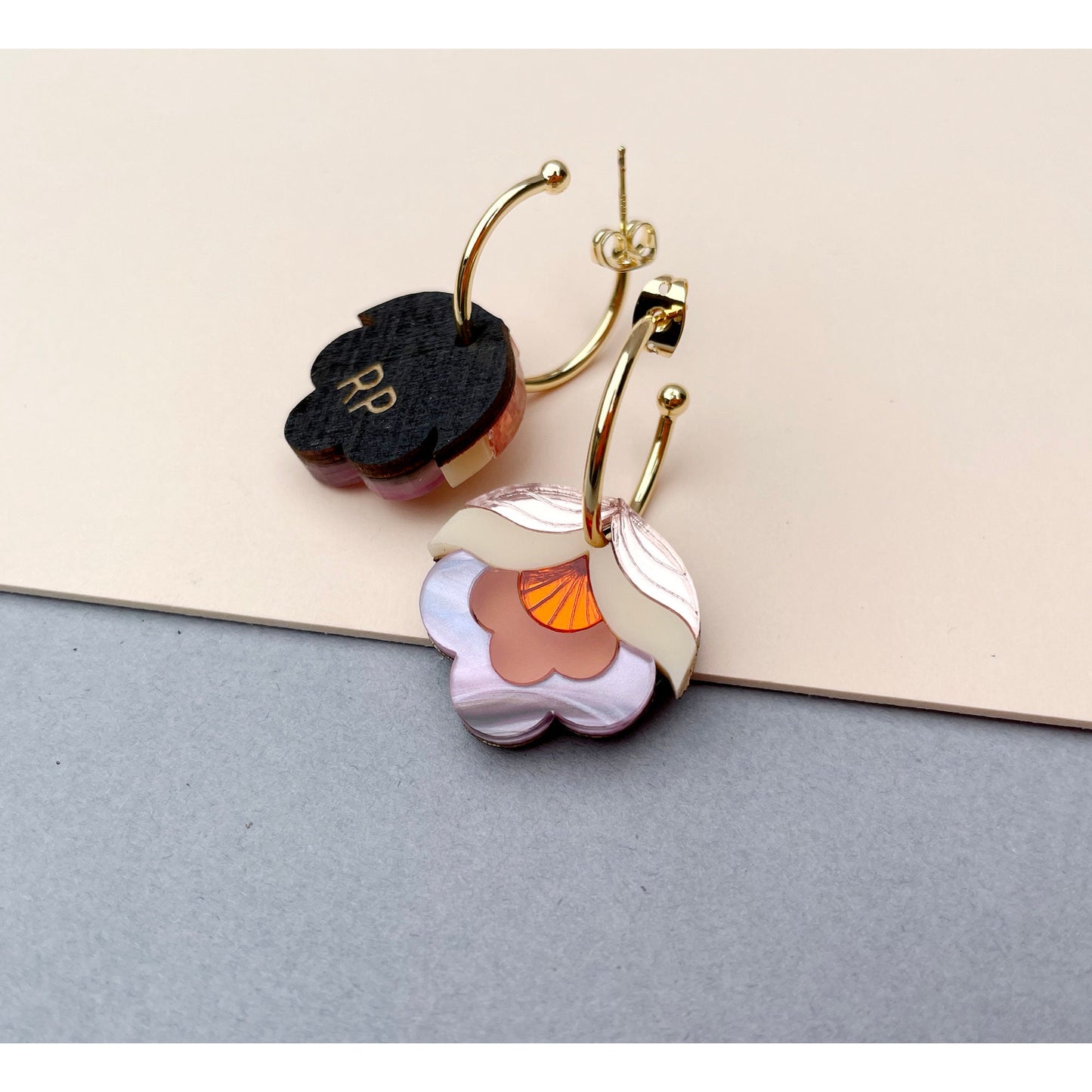 Anna Hoop Earrings in Pink Sky