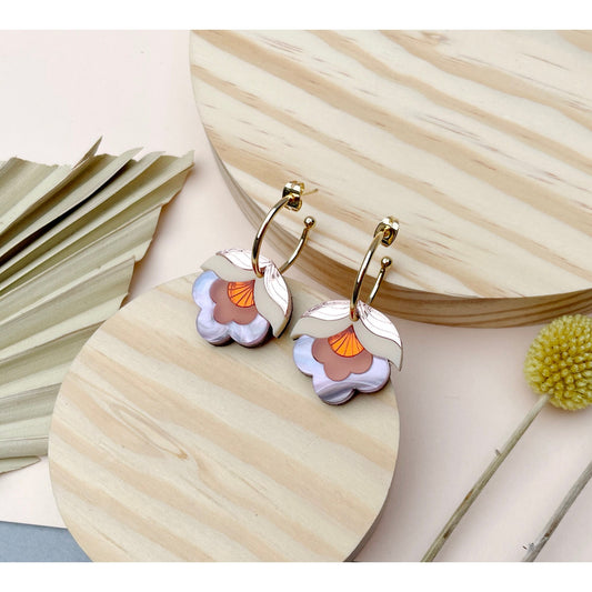 Anna Hoop Earrings in Pink Sky