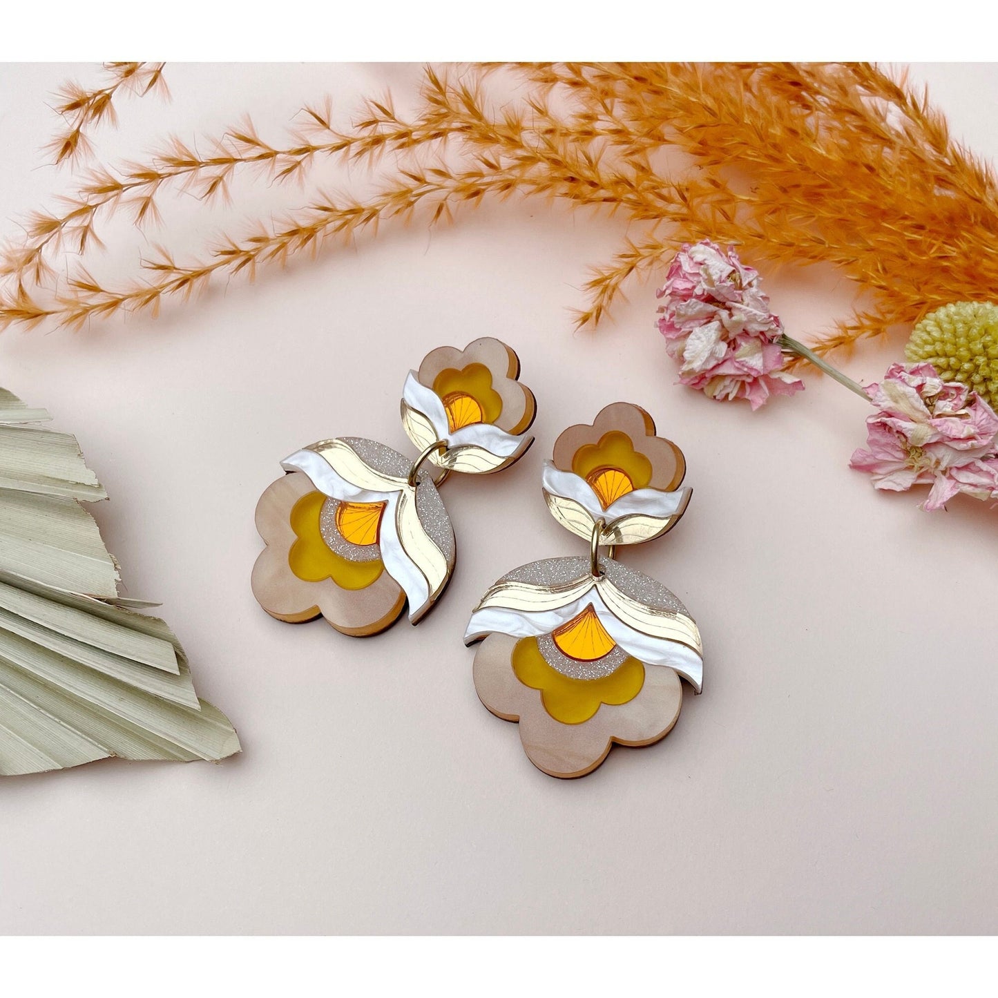 Anna Floral Statement Earrings in Sunshine