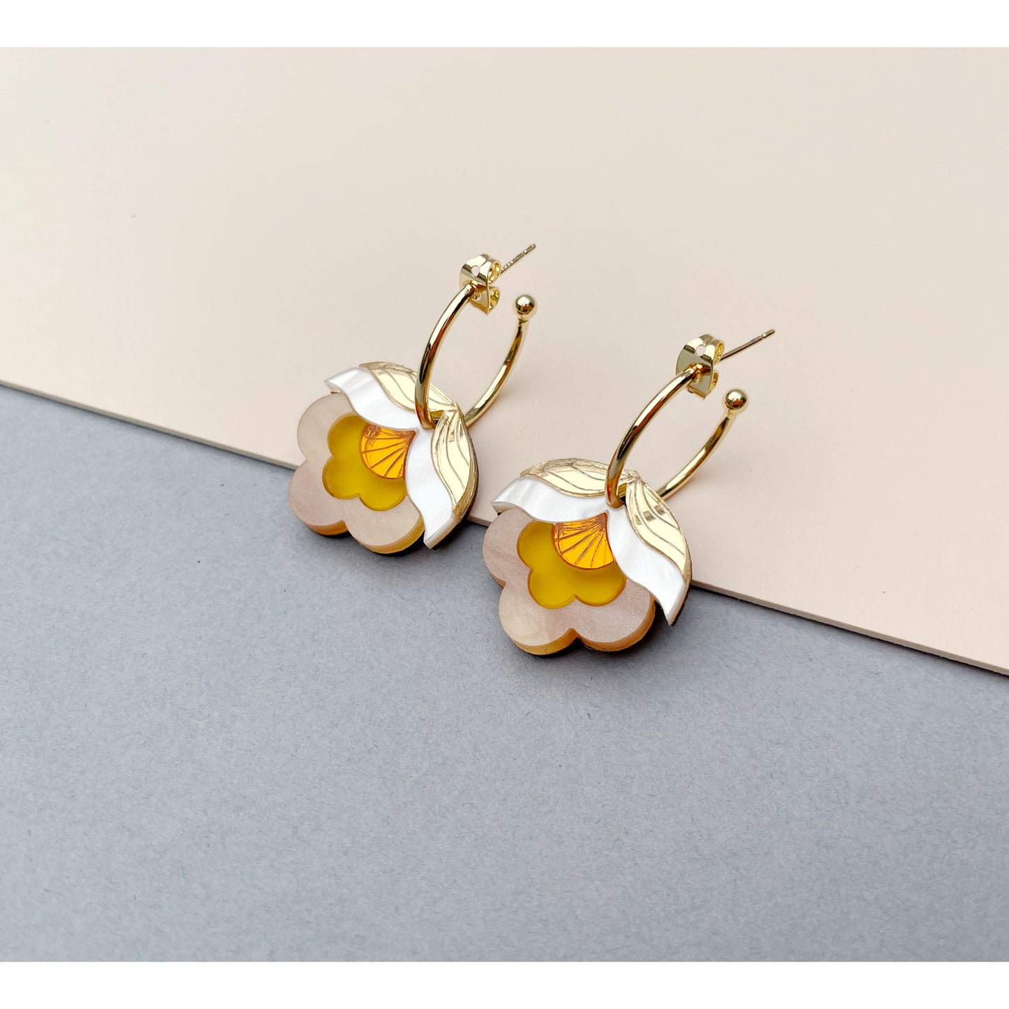 Anna Floral Hoop Earrings in Sunshine