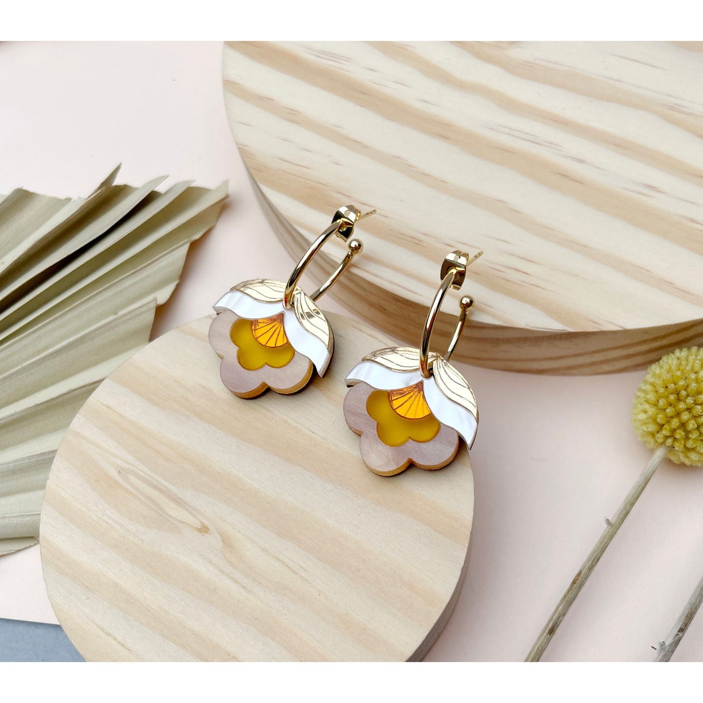 Anna Floral Hoop Earrings in Sunshine
