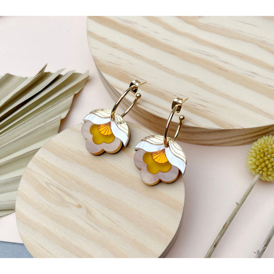 Anna Floral Hoop Earrings in Sunshine