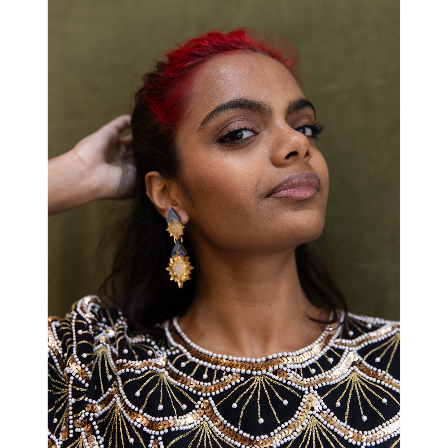 Aurora Star Drop Earrings in Gold and Bronze