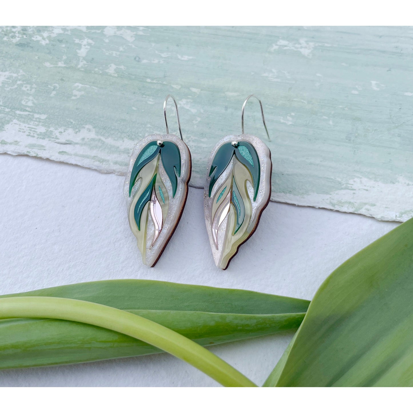 Calathea Leaf Drop Earrings