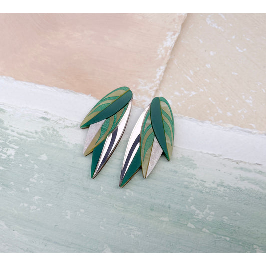Calathea Leaf Statement Stud Earrings