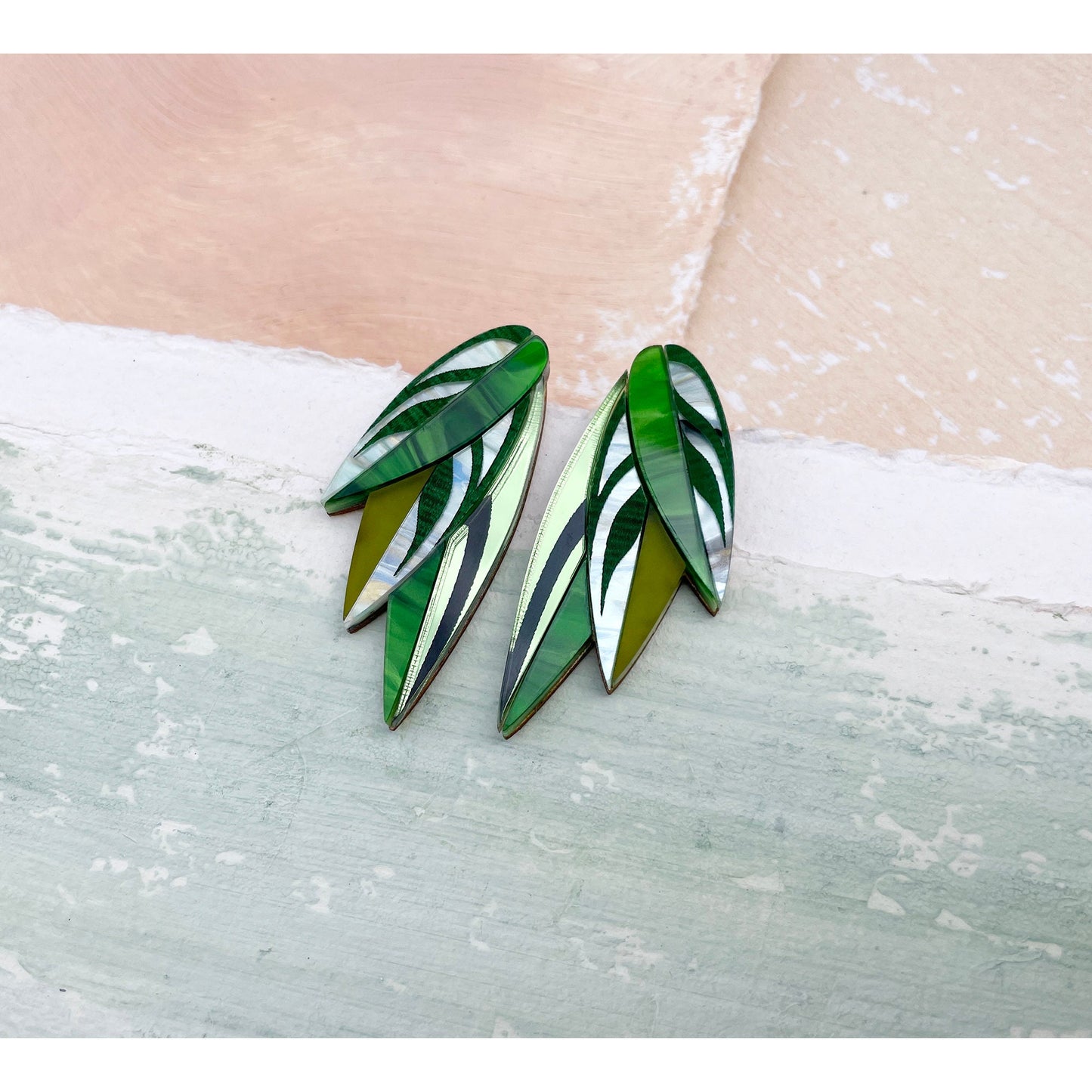 Calathea Leaf Statement Stud Earrings