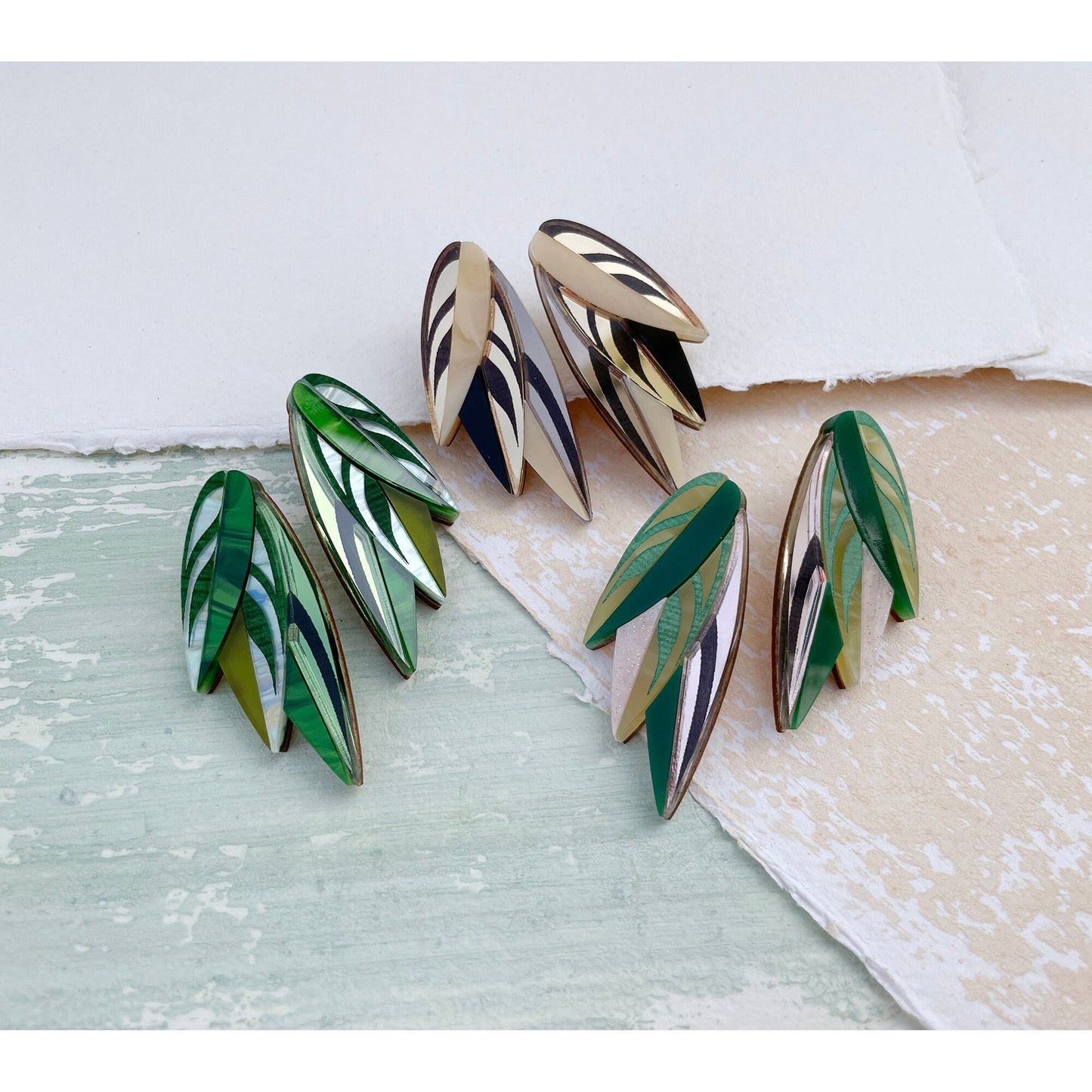 Calathea Leaf Statement Stud Earrings