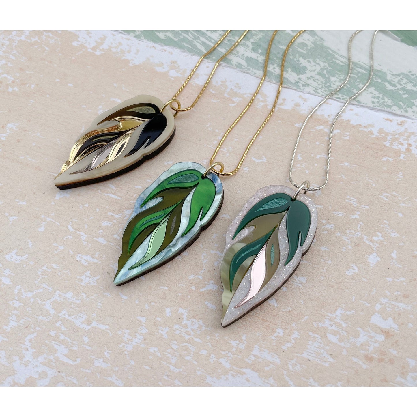 Calathea Leaf Pendant Necklace