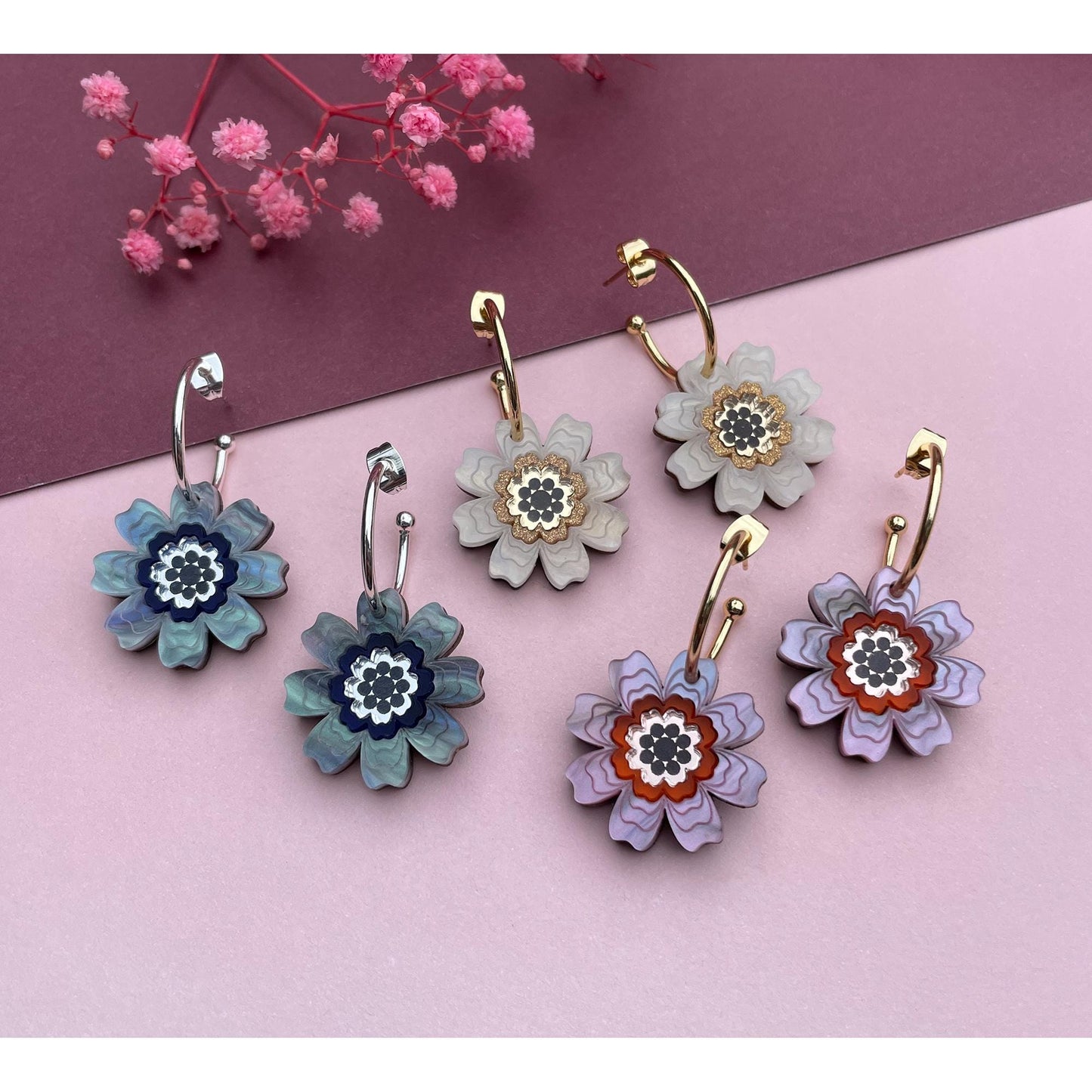 Agnes Daisy Floral Hoop Earrings