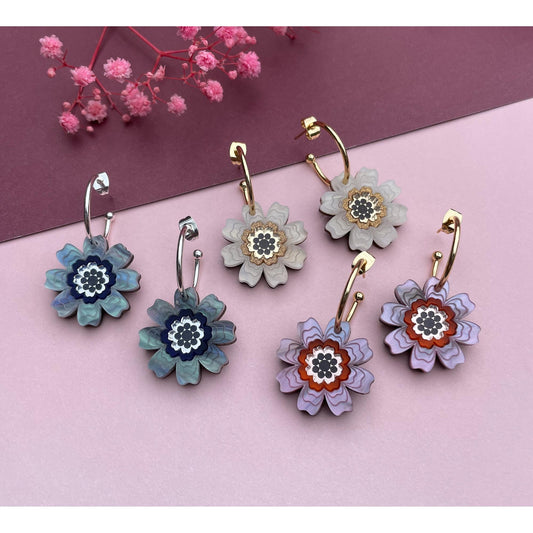 Agnes Daisy Floral Hoop Earrings