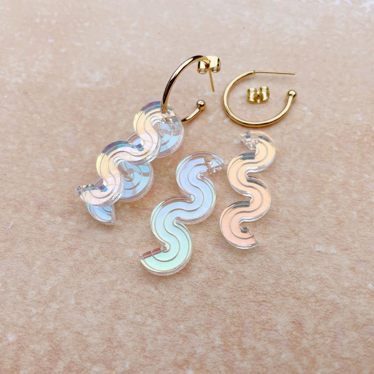 Wiggle Layer Hoop Earrings in Iridescent Mix