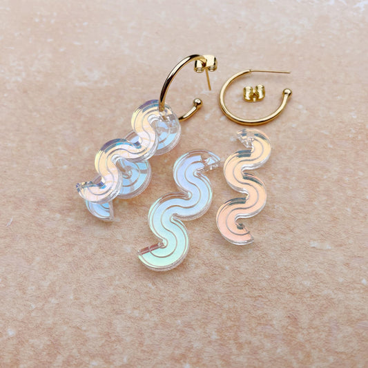 Wiggle Layer Hoop Earrings in Iridescent Mix